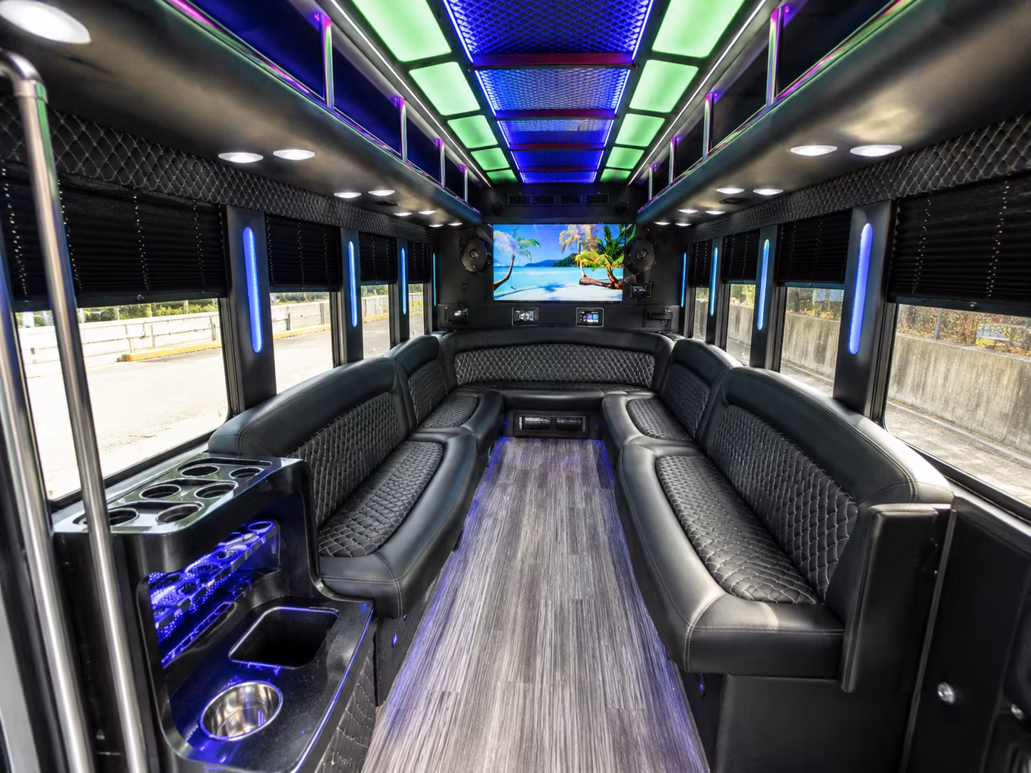 mckinney 18 passenger party bus inside