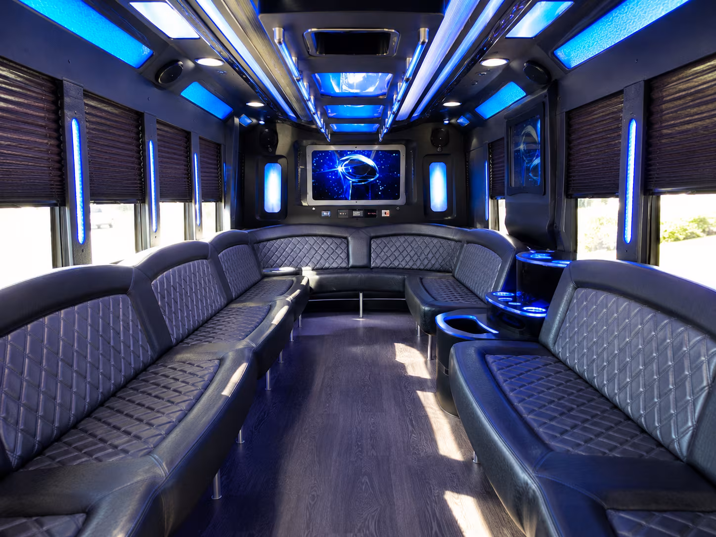 mckinney 28 passenger party bus inside