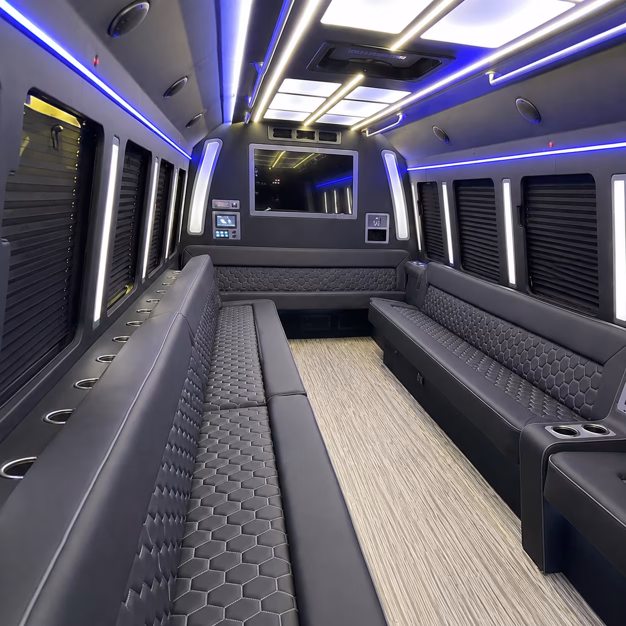 mckinney 40 passenger party bus inside