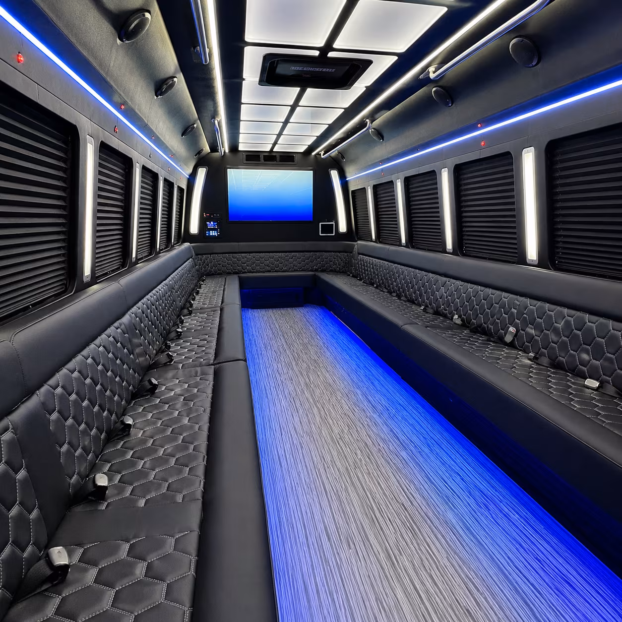 mckinney 50 passenger party bus inside
